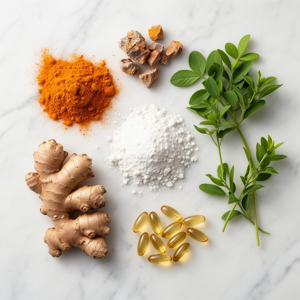 Natural joint health ingredients in Artivorin including turmeric, ginger, boswellia and omega-3